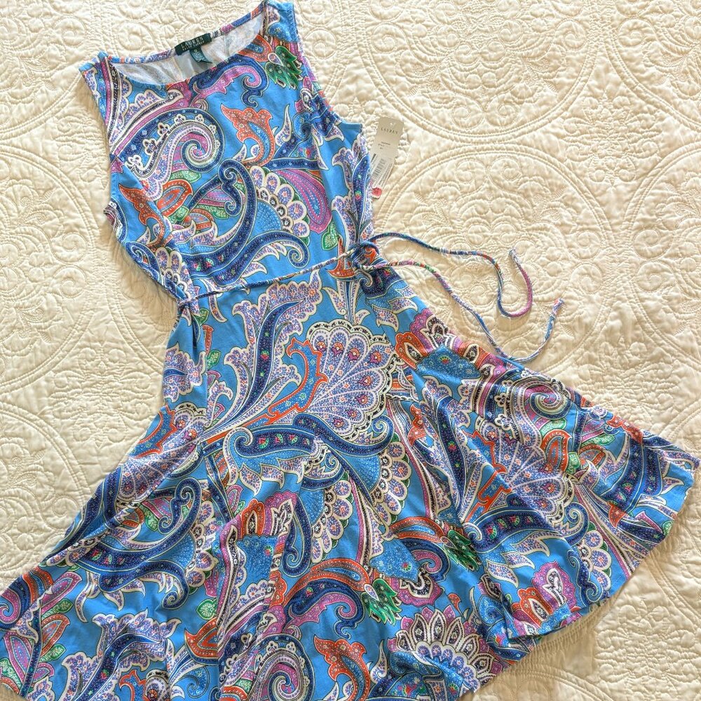 Ralph Lauren Paisley Print Sleeveless Midi Dress | Size M | NWT